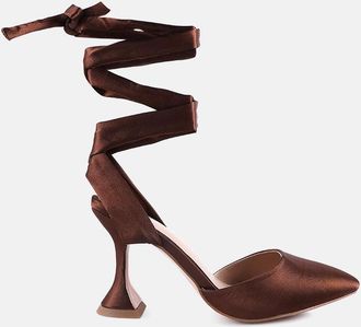 London Rag fonda mid heel tie up satin sandals