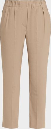 Brunello Cucinelli Cotton Twill Slim-Leg Ankle Pull-On Pants