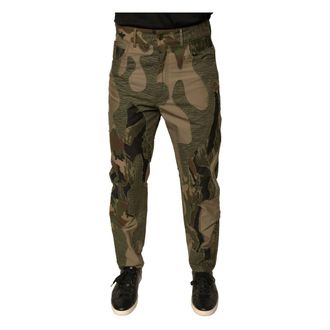 Dolce & Gabbana Camouflage Skinny Broek met Knoopsluiting - Heren - Slim Fit Broeken - Veelkleurig - M - Katoen - Broeken