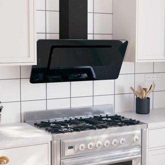 vidaXL Vidaxl - Campana Extractora Acero Inoxidable Vidrio Templado Negro 90 Cm