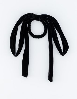 Alexandre de Paris Isild Velvet Ribbon Hair Tie in Black at Nordstrom