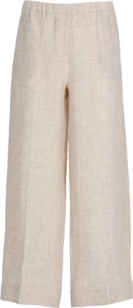 D.exterior Beige Elastic Waist Linen Shorts