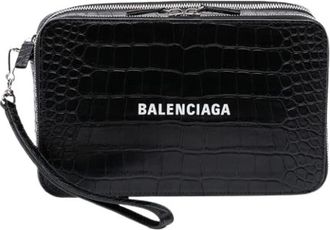 Balenciaga Pre-owned Clutches, female, Black, Size: ONE SIZE Pre-owned Embossed Leather Clutch
