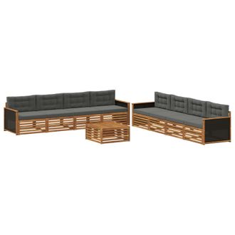 vidaXL Conjunto De Sof&aacute;s De Exterior 9 Uds. Natural Y Antracita Vidaxl