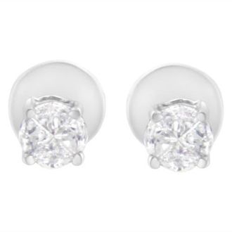 House of Brilliance 14K White Gold 1/2 Cttw Pie-Cut Diamond Solitaire Stud Earrings at Nordstrom