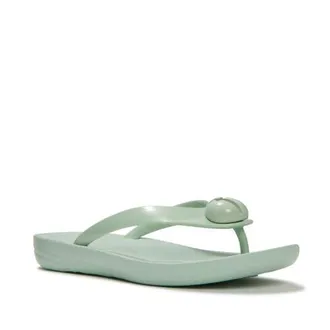 FitFlop Iqushion Glossy Flip-Flops in Mint Whisper at Nordstrom, Size 10