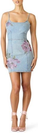 Steve Madden Gisella Embellished Flower Denim Minidress in Seabreeze Blue at Nordstrom, Size 10