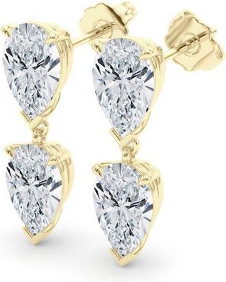 HauteCarat Lab Grown Diamond Twin Pear Cut Drop Earrings in 18K Yellow Gold at Nordstrom