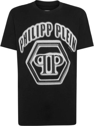 Philipp Plein Tops, Heren, Zwart, S, Katoen, T-shirt Ronde Hals SS