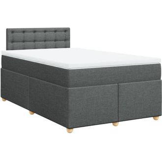 vidaXL Cama Box Spring Con Colch&oacute;n Tela Gris Oscuro 120x190 Cm Vidaxl