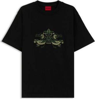 HUGO BOSS Cotton jersey T-shirt with curved embroidered logo