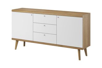 AKL FURNITURE C&oacute;moda efecto madera Crema y Blanco