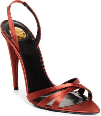 Saint Laurent Kate Pointed Toe Slingback Sandal in Red at Nordstrom, Size 10.5Us