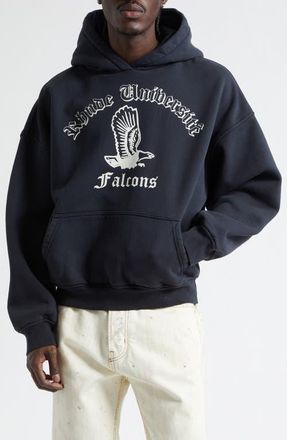 Rhude Collegiate Falcons French Terry Graphic Hoodie in Vintage Black/White at Nordstrom, Size X-Large