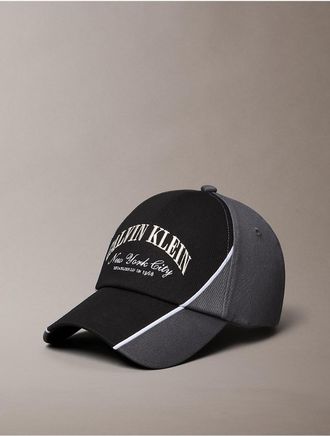 Calvin Klein Mens Dual Tone Logo Graphic Baseball Cap - Black