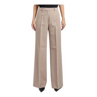 HUGO BOSS Broeken, Dames, Beige, S, Polyester, Beige Regular Fit Broek met Hoge Taille