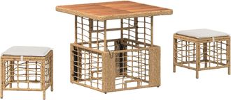 vidaXL Conjunto De Comedor De Jard&iacute;n 3 Uds. Natural Y Vidaxl