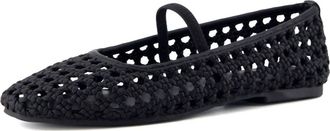 Cushionaire Womens Weavy Squared Toe Woven Ballet Flats In Black Woven