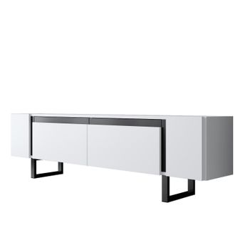 Asir Group LLC Mueble Tv, Mesa Tv, Mueble Bajo. Stand Blanco Negro