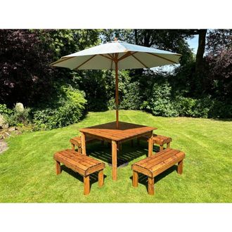Charles Taylor Trading Eight Seater Garden Furniture Table Set - L160xW170xH80 cm in Light Brown
