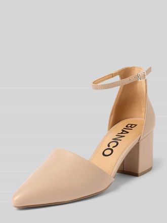 Bianco Pumps mit Blockabsatz und Riemchen in Hellbraun, Gr&ouml;&szlig;e 36