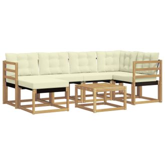 vidaXL Conjunto De Sof&aacute;s De Exterior Con Coj&iacute;n 7 Pcs Blanco Y Crema Vidaxl