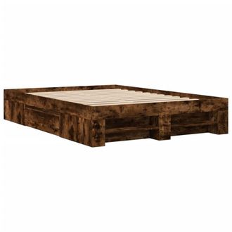 Berkfield Home Durable Bed Frame without Mattress Smoked Oak 120x200 cm Engineer in Brown | Size: Small Double