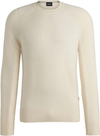 HUGO BOSS Pure Cashmere Witte Trui - Heren - Ronde hals truien - Wit - L - Truien & Vesten