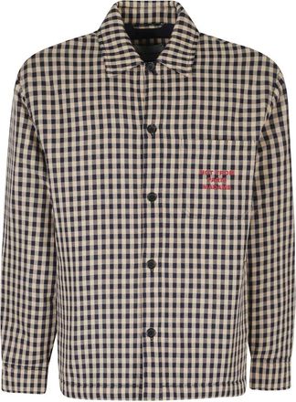 Dr&ocirc;le de Monsieur Overshirt met ruit en slogan - Heren - Zomerjassen - Bruin - M - Katoen - Jassen