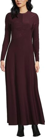 Lands End Silky Knit Ruched Maxi Dress in Lush Burgundy at Nordstrom, Size X-Small