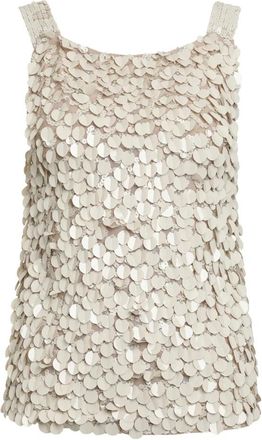 P.A.R.O.S.H. Sprankelende Sequin Top - Dames - Tops zonder mouwen - Beige - M - Pailletten - Tops
