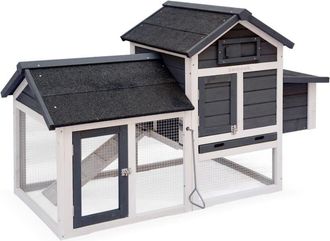 Sweeek Gallinero de madera con corra para 3 gallinas, antracita