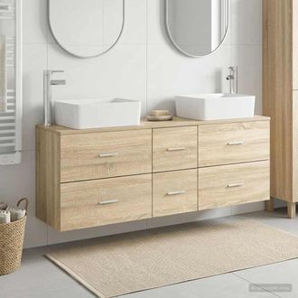 vidaXL Vidaxl Set Di Armadi Da Bagno 3 Pz Rovere Sonoma 136 X 35 X 80 Cm