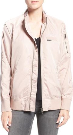 Members Only Womens Satin Bomber Jacket in Brush at Nordstrom, Size X-Large