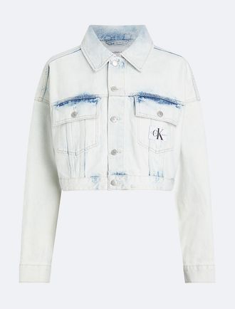 Calvin Klein Jeans Calvin Klein Womens Relaxed Cropped Denim Trucker Jacket - White - XS
