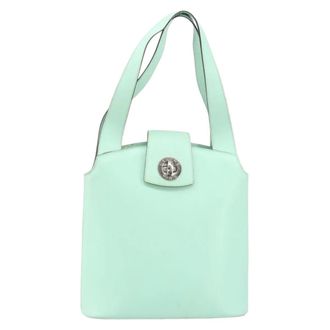 Celine Circle Logo Handbag Leather Green Leather Handbag (Pre-Owned)