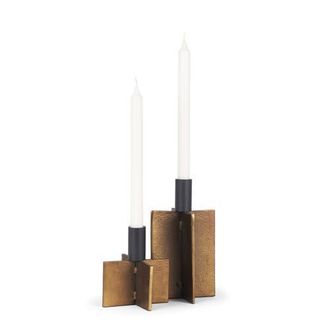 Mercana Pia Set of 2 Antiqued Metal Taper Candleholder in Black at Nordstrom