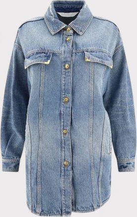Palm Angels Womens Washed Logo Denim Overshirt Blue - Size Small