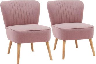 Oviala Conjunto de 2 sillones estilo sapo en tela rosa
