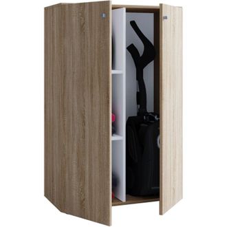 ebuy24 Armadio scopa in legno vcm 4 scomparti Armadio per la casa Dimensioni: l. 70 x a. 111 x t. 38 cm 2 porte rotanti - Lona l (Sonoma rovere (S&auml;gerau))
