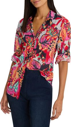 Nic+Zoe Kauai Crinkle Cotton Shirt in Red Multi at Nordstrom, Size 2 X