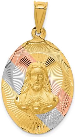Diamond2Deal 14k Yellow Gold Diamond-cut Solid Large Corazon de Jesus Pendant