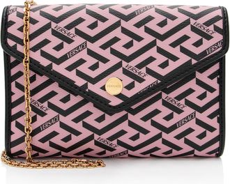 Versace La Greca Coated Canvas Wallet on Chain