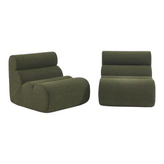 Sweeek Sof&aacute; modular en borreguito texturizado, 2 plazas, verde kaki