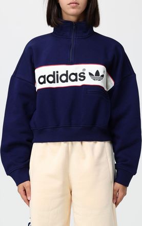 adidas Felpa con mezza zip a collo alto in misto cotone relaxed fit