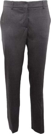 Incotex Wollen broek met elastiek - Dames - Slim Fit Broeken - Grijs - M - Wol - Broeken