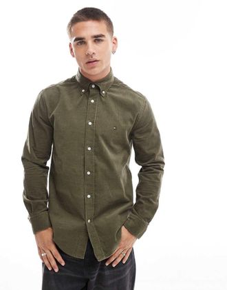 Tommy Hilfiger Camicia in velluto a coste verde militare