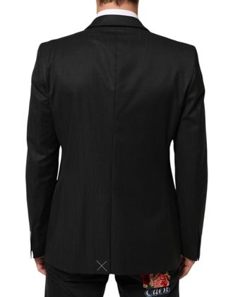 Dolce & Gabbana Black Single Breasted Men Coat Martini Blazer Virgin Wool Clothing