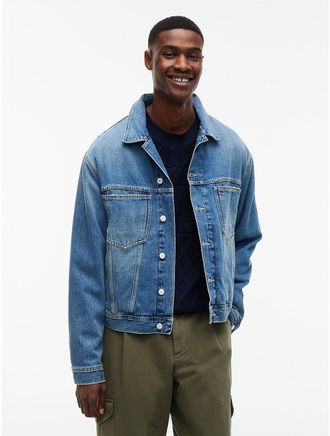 Tommy Hilfiger Mens Tommy Jeans Archive Flag Denim Jacket - Medium Wash - XXL