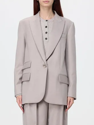 Simona Corsellini Blazer monopetto in misto cotone con rever a lancia